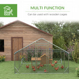 Grand enclos à poules métallique, cage à volaille accessible 13,1' x 9,8' x 6,4' pour canards