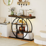 4-Tier Entryway Table with Charging Station LED Lights 39