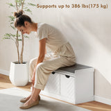 Banc de rangement à chaussures, banc d'entrée style lin avec 3 tiroirs amovibles et coussin de siège rembourré pour couloir