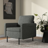 Fauteuil d'appoint moderne rembourré avec poches latérales et coussin pour chambre à coucher