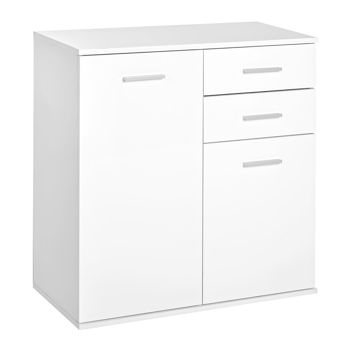 High Gloss Sideboard with 2 Drawers and 2 Doors, Buffet Cabinet with Adjustable Shelf, Coffee Bar Cabinet with Storage