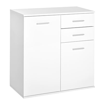 High Gloss Sideboard with 2 Drawers and 2 Doors, Buffet Cabinet with Adjustable Shelf, Coffee Bar Cabinet with Storage