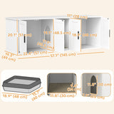 Cat Litter Box Enclosure with Double Room, Scratching Board for 2 Cats, 57
