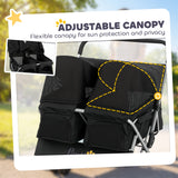 Double Pet Stroller, Foldable Dog Stroller with 2-Seater Carrier, Storage Basket