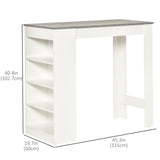 Bar Table, High Top Pub Table with 4 Storage Shelves