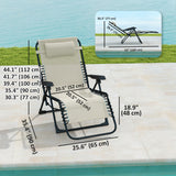 Folding Zero Gravity Chair, 5-Position Adjustable Outdoor Lounge Chair Recliner with Headrest
