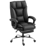Executive Office Chair, Pet-Friendly Leather Ergonomic Desk Chair with Footrest, Swivel Recliner