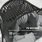 Wicker Egg Chair, Indoor Outdoor Rattan Lounge Chair with Thick Cushion and Headrest, Steel Frame, Adjustable Pads