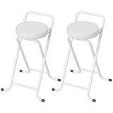 Foldable Bar Stools Set of 2, Folding Kitchen Chairs with PU Cushioned Seat, Footrest