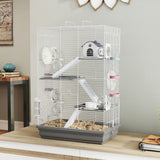 4-Level Large Hamster Cage with DIY Tubes, Exercise Wheels