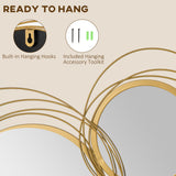 Metal Wall Art Gold Frame Circle Bathroom Mirror Decor Home Hanging Wall Sculptures, 42.25
