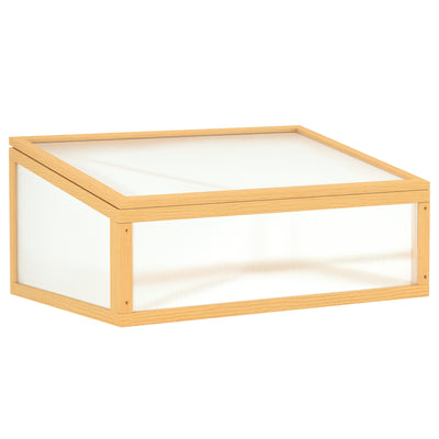 Wooden Cold Frame Greenhouse Garden Portable Raised Planter with Openable Top for Indoor, 35.5