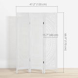 3 Panel Room Divider, 5.6 Ft Tall Portable Folding Privacy Screen, Wood Partition Wall Divider for Home Office