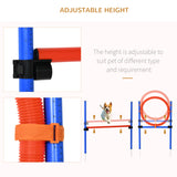 Kit d'entraînement d'agilité pour chien saut haut poteau de slalom anneau entraînement obéissance équipement ajustable portable