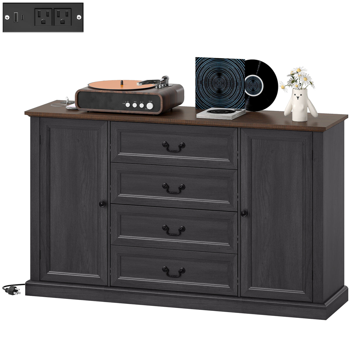 Buffet Ferme avec Station de Recharge, Armoire Buffet 58