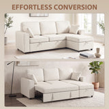 Modular Sectional Sofa Bed with Reversible Storage Ottoman