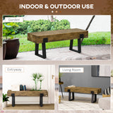 Outdoor Bench, Garden Bench with Metal Legs, Rustic Wood Effect Concrete