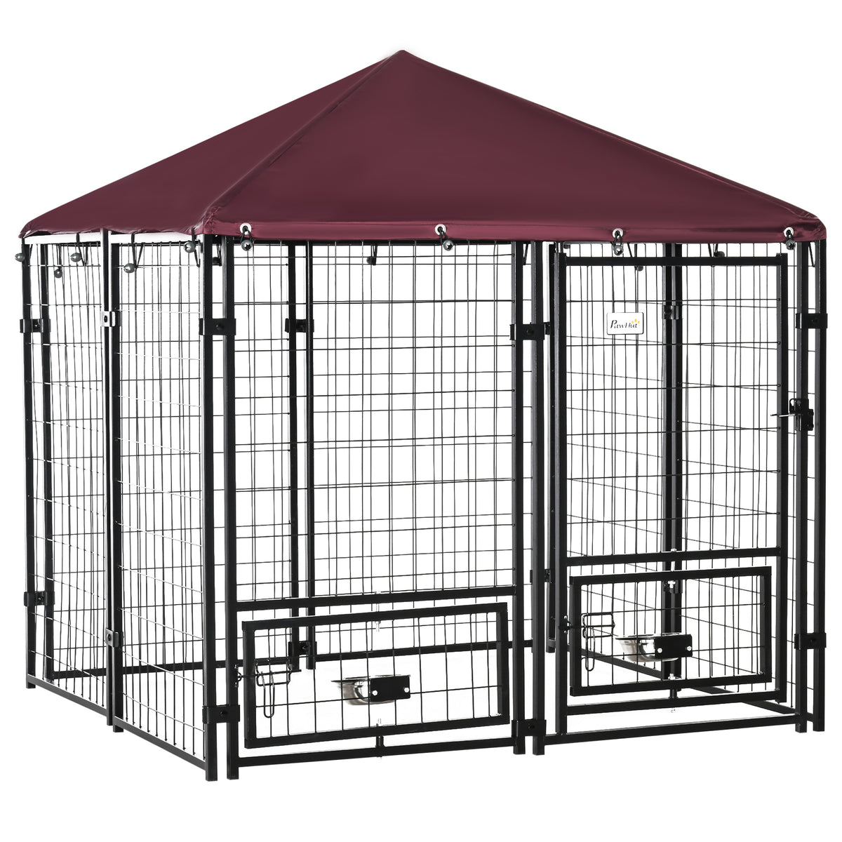 Outdoor Dog Kennel, Lockable Pet Playpen Crate, Welded Wire Steel Fence
