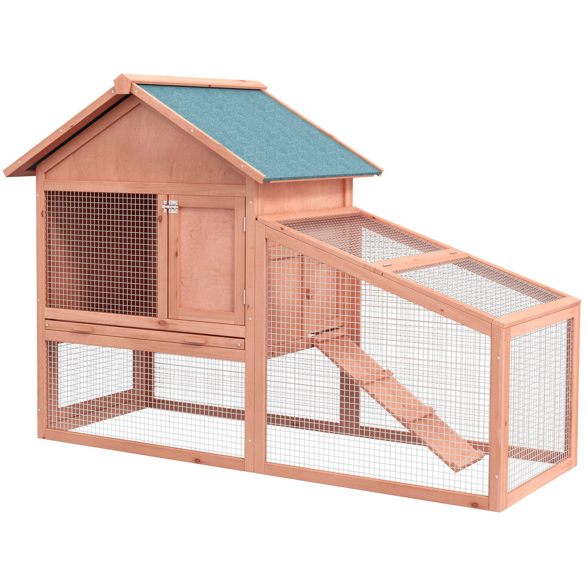 2 Tier Rabbit Hutch Outdoor Bunny House Guinea Pig Cage with Removable Tray