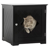 Cat Litter Box Enclosure End Table, Hidden Litter Box Nightstand with Large Tabletop