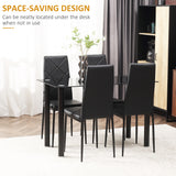 Ensemble table à manger et chaises pour 4, ensemble cuisine moderne 5 pièces avec table en verre, siège rembourré et cadre en acier