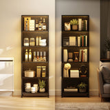 5-Tier Bookshelf, Freestanding Bookcase with LED Lights and Metal Frame for Living Room