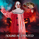 Clown animé Halloween grandeur nature avec yeux rouges lumineux