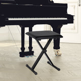 Adjustable Piano Bench, X-Style Folding Piano Stool with Padded Seat, Keyboard Chair