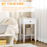 Side Table Set of 2, End Tables with Drawer and Bottom Shelf, 2-tier Nightstand for Bedroom