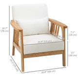 Fauteuil de salon rembourré avec cadre en bois d'hévéa, oreillers décoratifs et coussin confortable