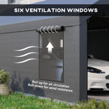 12 x 20ft Carport with 2 Roll-Up Doors, 4 Windows