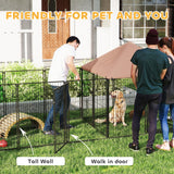 Outdoor Dog Kennel with 2 Rooms, Rotating & Adjustable Height Bowls