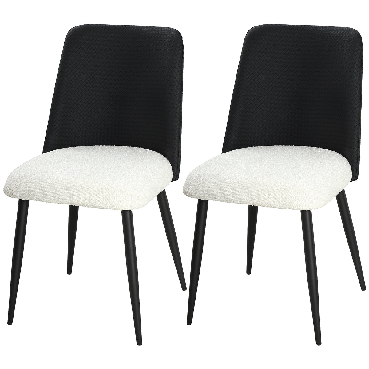 Chaises de salle à manger en tissu, ensemble de 2 chaises de cuisine avec pieds en acier et siège rembourré pour salle à manger