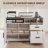 Mobile Printer Stand with Charging Station and USB Ports, Locking Filing Cabinet for A4 and Letter Size