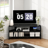 Meuble TV d'angle, table TV moderne avec 2 tablettes ouvertes pour téléviseur 47 pouces