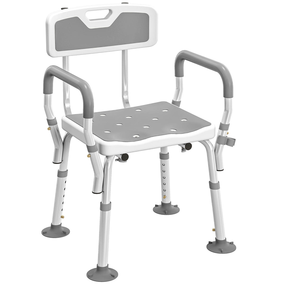 Adjustable Shower Chair with Arms Back and Padded Seat