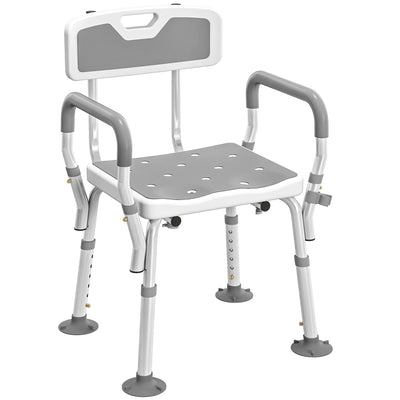 Adjustable Shower Chair with Arms Back and Padded Seat