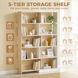 Corner Bookshelf, 5-Tier L-Shaped Bookcase with 350° Rotating Design