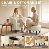 Fauteuil accentué moderne, fauteuil de salon rembourré avec ottoman et coussin ressort de poche