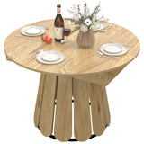 Extendable Dining Table, Round to Oval Convertible Kitchen Table with Storage Shelf for Dining Room