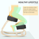 Ergonomic Kneeling Chair, Wood Kneel Stool with Thick Pads, Desk Knee Chair