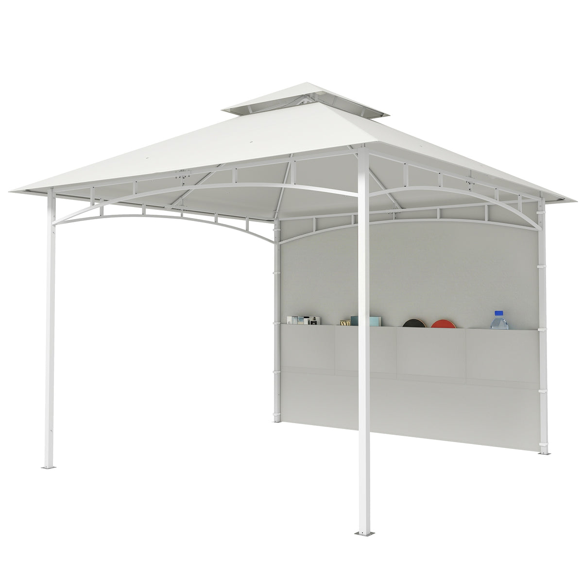 10' x 10' Patio Gazebo, Double Roof Outdoor Gazebo Canopy Shelter with Storage, Metal Frame