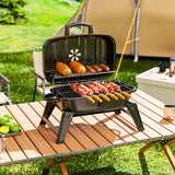 Charcoal BBQ Grill, Foldable Barbecue Grill with Warming Rack, Adjustable Vent