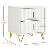 Bedside Table, Modern Nightstand with 2 Drawers, Side End Table with Metal Legs for Living Room
