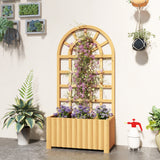 Wooden Raised Garden Bed with Lattice Trellis