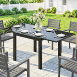Aluminum Expandable Outdoor Dining Table with Tempered Glass Tabletop and Aluminum Frame