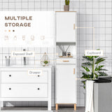 Bathroom Storage Cabinet with Cupboards and Drawer, Floor Free Standing Linen Tower, Tall Slim Side Organizer Shelves