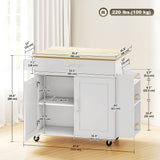 Kitchen Island with Storage, Rolling Kitchen Cart with Foldable Drop Leaf