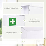 Lockable Medicine Cabinet, 3 Tier Steel Medical Wall Box with 2 Keys and Shelves for Bathroom