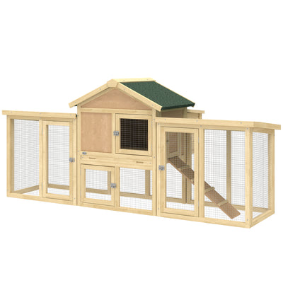 Wooden Chicken Coop, Outdoor Backyard Garden Large Rabbit Hutch with Nesting Box, Drawer